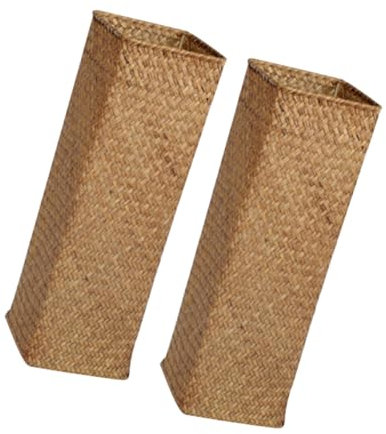 MAGICLULU 2pcs Retro Pen Holder Vase Woven Rustic for Home Decor Farmhouse Flower Vase Straw Weaving for Living Floral Arrangements