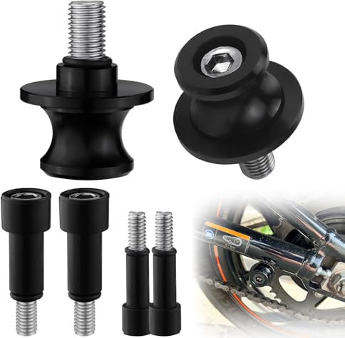 LPZMPZ Brazo Oscilante Motocicleta Universal Diabolos para los Caballetes Traseros de Moto, Soporte de Deslizadores Moto, Carrete de Brazo Oscilante M6 M8 M10 (Negro)