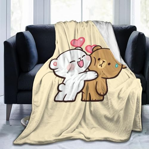 GYDJYWFRN Milk And Mocha Simpatica coperta da tiro leggera e accogliente per divano letto, in pile di flanella super morbida e calda, in microfibra, per tutte le stagioni