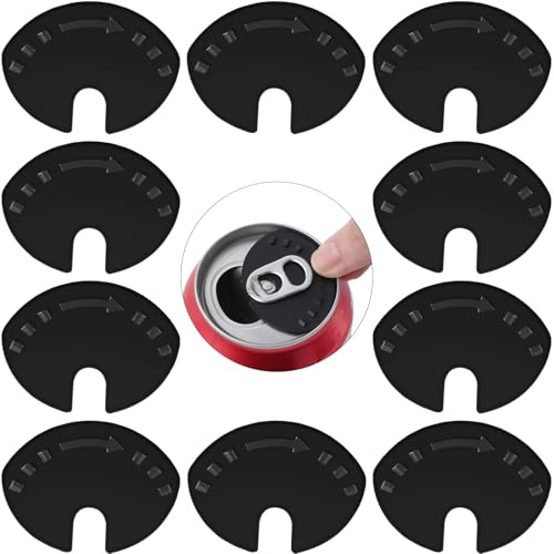 10Pcs Reusable Soda Can Lids for Fizzy Drinks - Black Plastic Toppers for Beer and Pop - Can Sealer, Saver, and Top Protector to Keep Carbonation