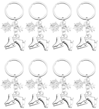 LIFKOME 8Er Set Schlittschuh Schlüsselanhänger Aus Zinklegierung Mit Schneeflocken Design Eiskunstlauf Taschenanhänger Hängende Dekoration Und Souvenir Für Damen Und Kinder