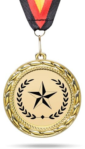 andSmile Medaille mit Gravur - Motiv Stern mit Kranz - Orden aus hochwertigem Metall - Geschenke für den Partner, Vatertagsgeschenk, Muttertag, Geburtstag
