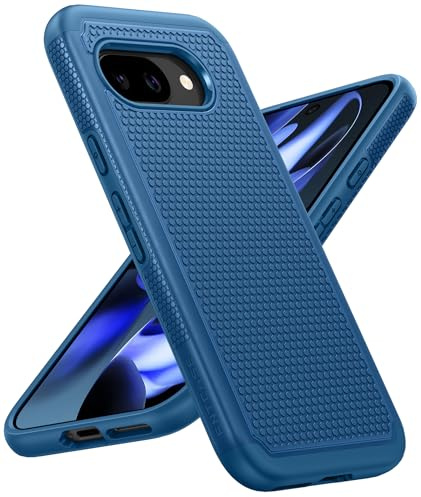 FNTCASE for Google Pixel 9A Case: Dual Layer Protective Heavy Duty Cell Phone Cover Shockproof Rugged with Non Slip Textured Back - Military Protection Bumper Tough - 2025, 6.3 inch (Blue)