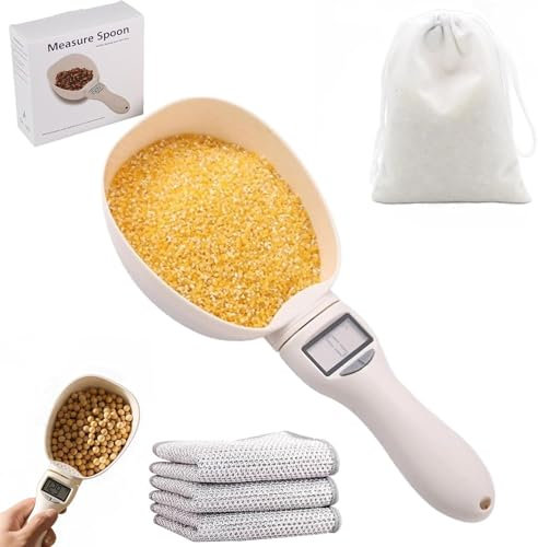 Sweeply Ease Measuring Scoop, Food Measuring Scoop Scale, Sweeply Ease Weighing Scoop, Digital Measuring Spoon, Highly Accurate Measuring Spoon with Adjustable Scale, LCD Screen, for Pets Food (1PC)