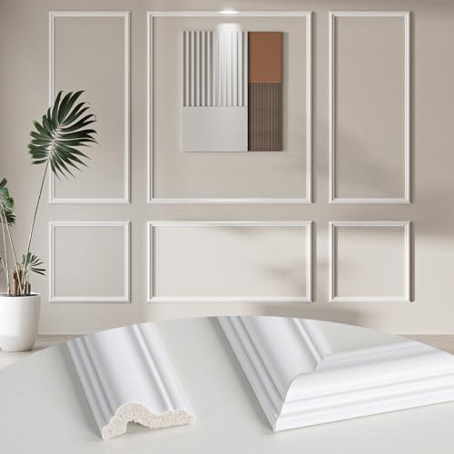 Arthome Kit Molduras Precortadas para Paredes 6 Marcos,Paneles Prefabricados para Decoración Paredes Interiores,Paneles Decorativos para Paredes Salones Dormitorios,Instalan con Pegamento(curvo)
