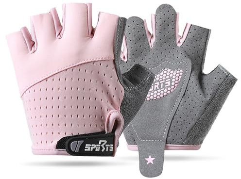 FYting Gants de Sport,Gant Moto Enfant,Mitaine Enfant,Paume de Protection Confortable et Respirant, AntidéRapant pour Le Patinage sur Glace, VéLos,Scooters,Cours DéDucation Physique(Rose,L)