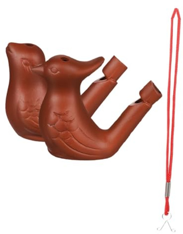 MAGICLULU Lot De 2 Sifflets À Eau pour Enfants en Céramique pour Appeler Les Oiseaux Style Flûte À Eau Marron