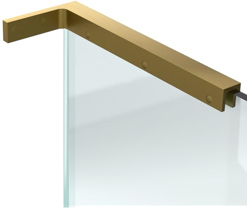 LukLoy Support mural en verre fixe, support de douche en forme de L, pour panneaux de douche de 8 à 12 mm (or, verre droit)