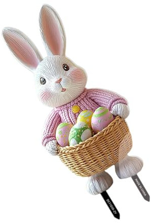 Festival Garden Stake Weather Resistant Rabbits Eggs Ornament For Easters Enthusiasts Creative Animal Yard Decoration