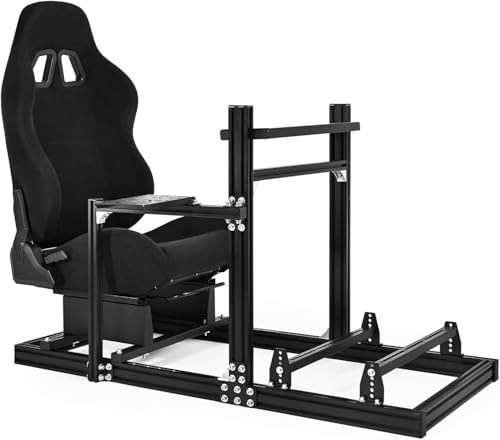Dardoo F1-Rennsimulator-Cockpit mit Halterung aus 6030-Aluminiumprofil und Gaming-Sitz, Passend für Logitech GPRO, für Trustmaster T818, für Fanatec,Lenkrad, Pedale und Handbremse Nicht im Lieferumf