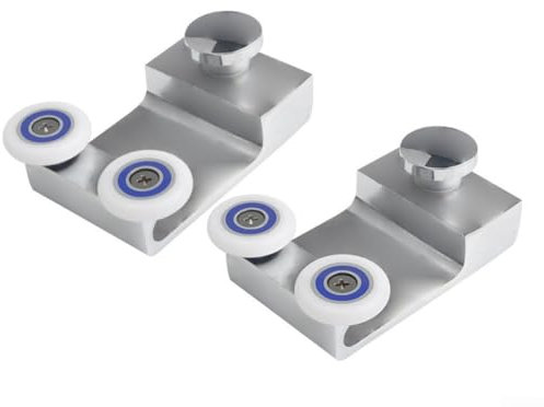 Lot de 2 roulettes de porte de douche – 26 mm de diamètre en alliage de zinc – Double rouleau pour porte de douche coulissante en verre