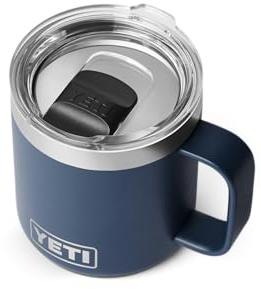 YETI Rambler Thermobecher 10 oz (236 ml) Navy – kleiner Kaffeebecher To Go, Thermotasse mit DuraSip Keramikbeschichtung, Isolierbecher aus Edelstahl