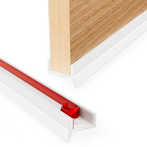 Starvortex Joint Plinthe Cuisine, 2.5M Profilé d'Étanchéité pour Plinthe de Cuisine Autocollant, Plinthe Souple Autoadhésive Anti-Vent, Profilé de Plinthe de Cuisine pour 15mm 16mm 17mm (Blanc 2.5m)
