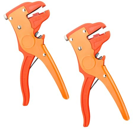 2 pelacables automáticos, alicates ajustables 2 en 1, cortador de alambre aislado para reparación eléctrica industrial y doméstica (naranja)