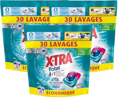 Xtra Total - Lot de 3 Pack de Capsules de lessive - Trio-Caps - 4 plus 1 - Parfum Givré