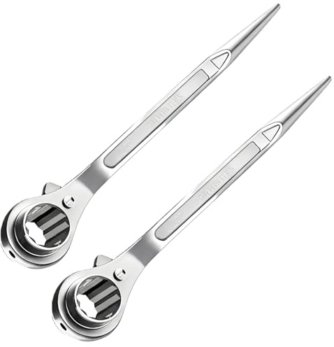 BAIFULAI 2 cricchetti per ponteggi, chiave per ponteggio, 19/22 mm, cricchetto reversibile a destra/sinistra in CR-V, cricchetto per ponteggi con fosfatazione nera resistente alla corrosione