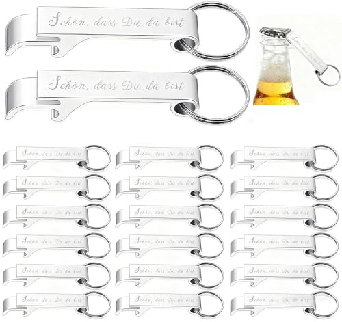 LEIIERUY Abrebotellas Llavero 20 Unidades, abridor de Botellas metálico pequeño, Grabado para Boda y Eventos, 6,5 cm Compacto portátil, Regalo Ideal para Invitados
