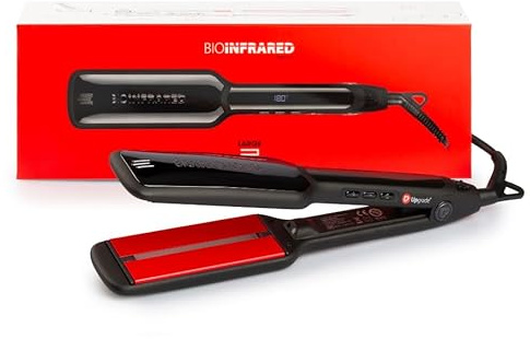 Upgrade - Piastra per Capelli Professionale Bio Infrared - Large 2 - Con Elegante Design Nero - Piattini Extra Large - Per Tutte le Tipologie di Capello