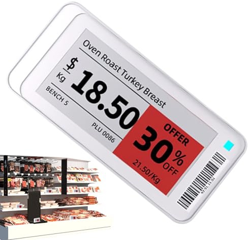 Digitales Preisschild – Intelligente Steuereinheit 2,5 Zoll, elektronisches, wasserdicht, 2,4 G, Barcode-Bildanzeige, kabellos, magnetische Halterung, Zubehör