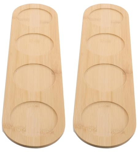 VERDANVERSE 2 Piezas Bandeja de Madera con Ranuras para Vasos Portavasos para Whisky y Vino Soporte Ligero y Portátil para Bebidas para Reuniones Casa y Eventos Ktv