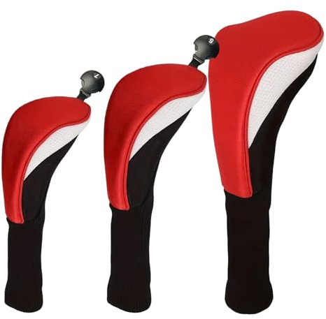 Dmuzsoih Coperture Per Teste Di Bastoni Da Golf,3 Pezzi Custodia In Maglia A Collo Lungo | Copri Driver Per Mazze Da Golf | Per Uomini Donne Appassionati Sport Corso Driving Range