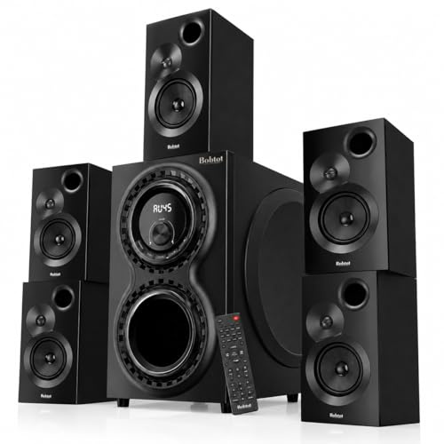 Bobtot 5.1 Soundsystem Heimkinoanlage für TV, 1400W Spitzenleistung | 12-Zoll-Subwoofer mit kräftigem Bass, Surround Sound System mit Bluetooth 5.3, ARC/Optisch/AUX/USB/SD