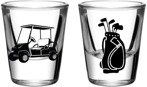Onebttl Golf gifts for Men, Unique Golf Shot Glass Set of 2-1.5oz Shot Drinking Glass for Golfers, Birthday Gifts, Golfing Gifts