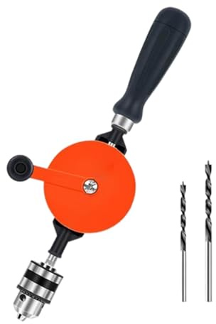 MagiDeal Trapano a manovella manuale a due marce, utensile manuale per lavorazione del legno in acciaio, trapano portatile per modellismo fai da te in legno, Style a with 2 Bits
