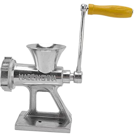 Alomejor Hachoir à Viande Manuel, Petite Poignée Portable et Durable pour la Cuisine à Domicile, les Boucheries, Argent
