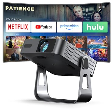 【Officially-Licensed APP & Thinnest Design】Smart Mini Projector 4K with Auto Focus & Keystone, VOPLLS 1000 ANSI Native 1080P WiFi 6 Bluetooth Portable Projector, Movie Projectors for Bedroom/Outdoor