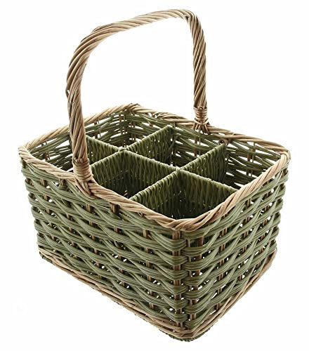 FRANK FLECHTWAREN Flaschenkorb Weidengeflecht, für 6 Flaschen, 36 x 27 x 21 cm, GH 40 cm, praktischer Begleiter