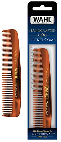 Wahl Beard, Mustache, & Hair Pocket Comb for Men's Grooming - Handcrafted & Hand Cut with Cellulose Acetate - Smooth, Rounded Tapered Teeth - Model 3324