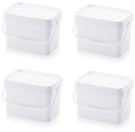 4X Eimer 20l rechteckig * 20 Liter * lebensmittelecht stapelbar Kunststoffeimer 20Liter weiß Farbe Futter Gastro Catering