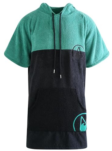 WAVE HAWAII Poncho Aveiro Badeponcho 100% Baumwolle für Körpergrößen von 170-200 cm Umkleidehilfe für Schwimmen Strand Surfen Badetuch mit Kapuze Duschponcho für Damen Herren Erwachsene