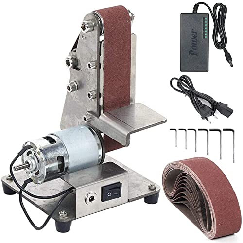 Memows Mini macchina elettrica, per lucidatura fai da te, multifunzione Benchtop Vertical Edger for Metal Woodworking Levigatrice a nastro