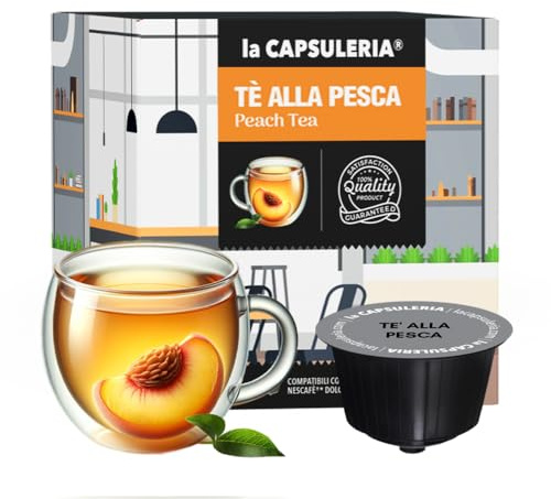 THÉ À LA PÊCHE (48 Capsules) compatible avec Nescafé Dolce Gusto, Lot de 3 x 16 Capsules (48 portions tot) - la Capsuleria