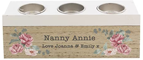 Personalised Message Floral Watercolour Triple Tealight Holder Box | Loving Memorial Memory Wedding Birthday Retirement Friendship Thank you Gift