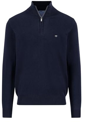 FYNCH-HATTON Troyer Moderno in Puro Cotone con Chiusura Lampo Navy / 3XL