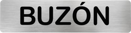 Becral® - Señal de acero inoxidable BUZÓN | Placa puerta INOX | Señal informativa | Cartel Puerta 200X50mm