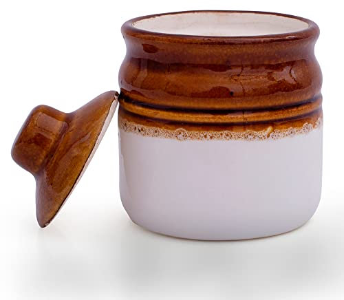 Decorative Ceramic Jar With Lid For Kitchen Pantry Countertop Home Dining Table Accessories Condiment Pickle Spice Coffee Tea Caddy Sugar Salt Herbs Food Storage Canister Holder Hand Painted