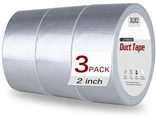 XUXU 3 Pack Duct Tape Heavy Duty Waterproof, Strong Adhesive Silver Duct Tape Bulk for Indoor Outdoor Repairs Tear by Hand, 60 Yards x 2 Inch Total