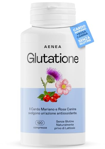 Aenea Glutatione Forte 1000mg, 120 Compresse ad Alto Dosaggio con Rosa Canina e Cardo Mariano, Glutatione Integratore Anti-età, Detox e Benessere Fegato