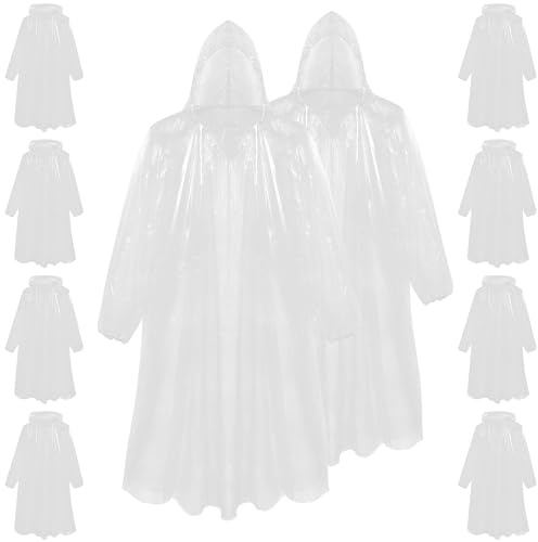 CityComfort Poncho Pluie Imperméable Femme, Poncho Jetable Transparent Adultes - Multipack (Blanc - Lot de 10)