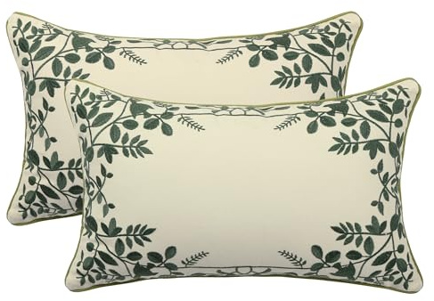 Tosleo Lot de 2 Taie Oreiller Brodées 30x50cm Housses de Coussin de Décoration à Motifs Fleuris Taie d'oreiller Élégante Moderne pour Décorer Votre Canapé Chambre Salon Voiture Jardin Ferme