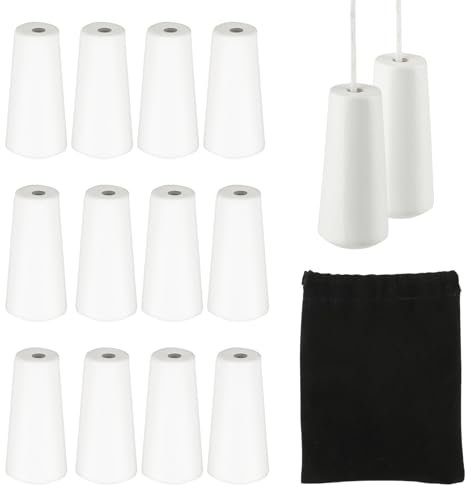 Aubess Blind Pull Cord Ends, 12 PCS Wooden Pull Cord End, Off-White Window Blind Wood Cord Knobs, Blind Small Pendants Drops Pull End with storage bag for Bathroom Blinds Light and Shades