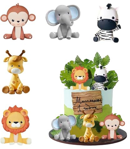 JINJUMEI 5 Stück Tortendeko Tiere, Cake Topper Zoo Tortendeko, Safaritiere Kuchendekoration Kuchendeko Tiere Dschungeltiere Kuchendekoration Wald Tiere Kuchendeko Geburtstag für Tortendeko Kinder