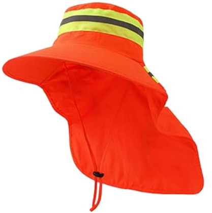 UISLA Cappello da Sole Riflettente di Sicurezza Durante la Notte, Tesa Larga Esterna ad Alta visibilità(Fluorescent Yellow)