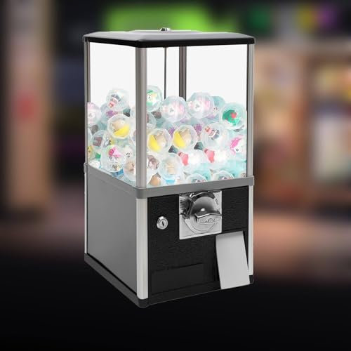 YLANMEI Máquinas expendedoras para Empresas, máquina de chicles Transparentes, máquina de Dulces Vintage, máquina de Dulces Que Funciona con Monedas y alcancía,Black
