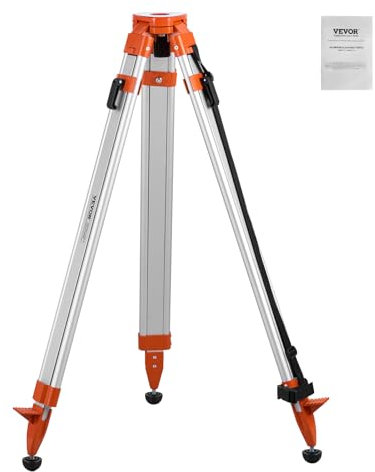 VEVOR Professional Baustativ, 5/8-11-Gewindehalterung, höhenverstellbar 420-1665 mm, robustes Vermessungs-Stativ für Laser & Nivelliergeräte, einziehbare Beine, rutschfeste Füße