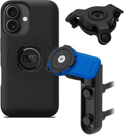 QUAD LOCK Bremszylinder-Klemmschale Handyhalterung für Motorrad mit Vibrationsdämpfer und MAG-Hülle für iPhone 16